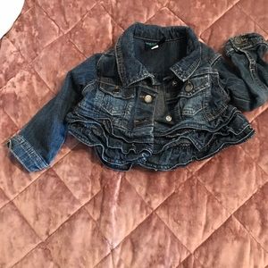 Super cute denim ruffle jacket